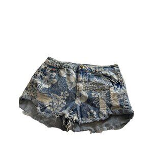 Boom Boom Jeans Womens Jrs Shorty Cutoff Shorts Raw Hem Distressed Floral Size 9